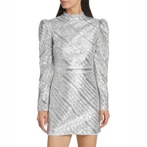 Saylor Pollie striped sequin long sleeve mini dress. 🩶